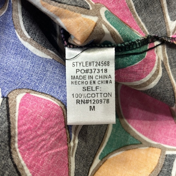 Entro Floral Print Short Puff Sleeve Tiered Detail Blouse In Multi Size Medium - Picture 10 of 12